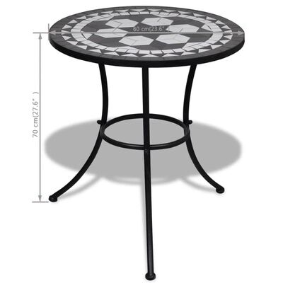 vidaXL Bistro stolek černý a bílý 60 cm mozaika