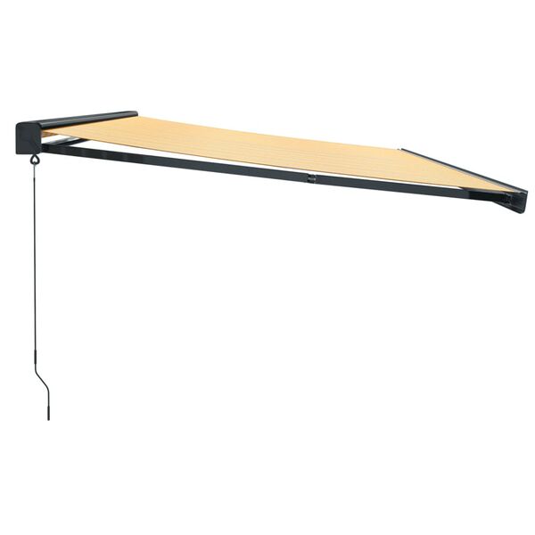 vidaXL Zatahovac&iacute; mark&yacute;za žlut&aacute; a b&iacute;l&aacute; 5 x 3 m textil a hlin&iacute;k