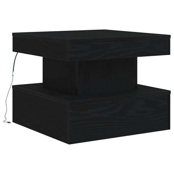 Konferenční stolek vidaXL s LED světly Dub černý 50x50x40 cm
