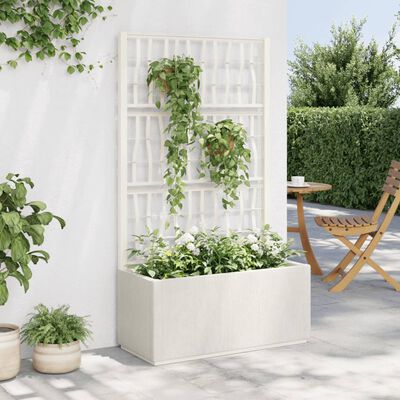 vidaXL Zahradní truhlík s treláží bílý 80 x 36 x 140 cm PP
