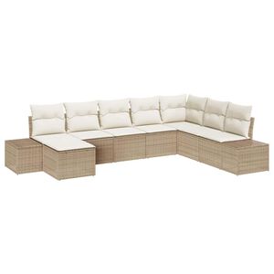 vidaXL Sada zahradn&iacute;ch pohovek s pol&scaron;t&aacute;řem 8 pcs B&eacute;žov&aacute; polyratan