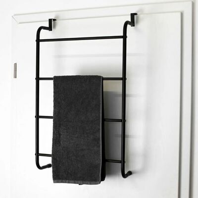 Bathroom Solutions Závěsný věšák na ručníky na dveře kov černý