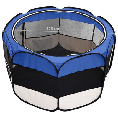 vidaXL Skládací ohrádka pro psy s taškou modrá 125 x 125 x 61 cm