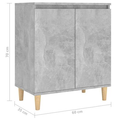vidaXL Příborník dřevěné nohy betonově šedý 60x35x70 cm dřevotříska