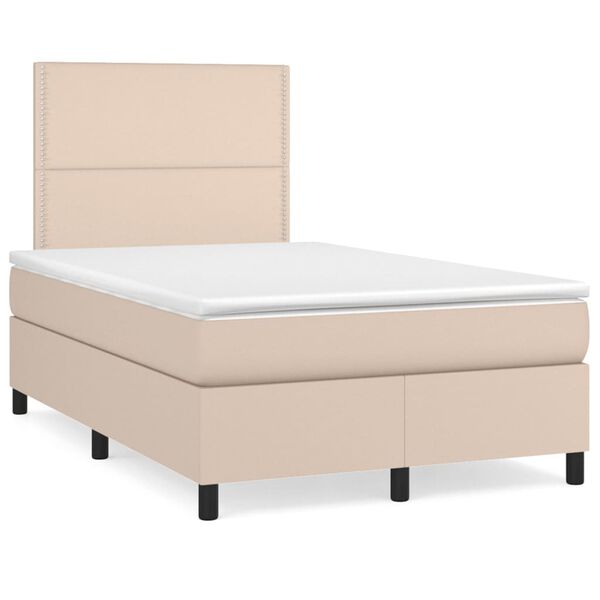 vidaXL Box spring postel s matrac&iacute; cappuccino 120x200 cm uměl&aacute; kůže