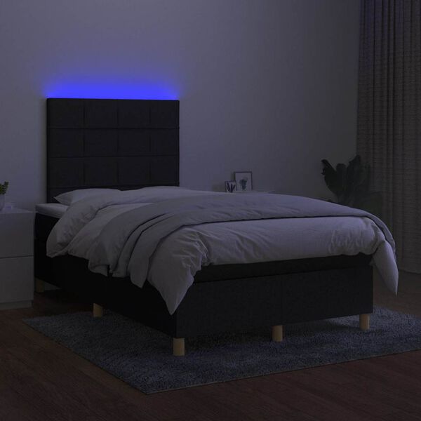 vidaXL Box spring postel s matrac&iacute; a LED čern&aacute; 120x190 cm textil