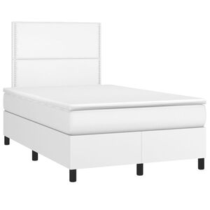 vidaXL Box spring postel s matrac&iacute; b&iacute;l&aacute; 120x190 cm uměl&aacute; kůže
