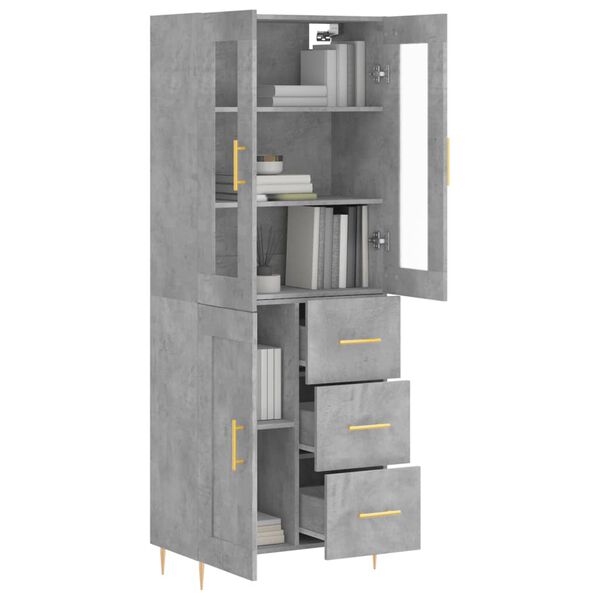 vidaXL Skř&iacute;ň highboard betonově &scaron;ed&aacute; 69,5x34x180 cm kompozitn&iacute; dřevo