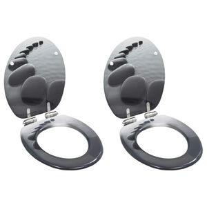 vidaXL WC sed&aacute;tko s funkc&iacute; pomal&eacute;ho skl&aacute;pěn&iacute; 2 ks MDF motiv kam&iacute;nků