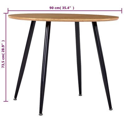 vidaXL Jídelní stůl dubový a černý 90 x 73,5 cm MDF
