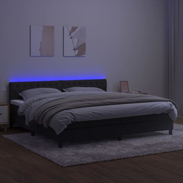 vidaXL Box spring postel s matrac&iacute; a LED čern&aacute; 200x200 cm samet