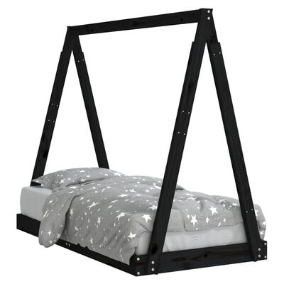 vidaXL Dětská postel černá 70 x 140 cm masivní borové dřevo