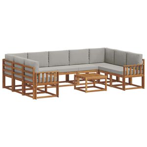 vidaXL Venkovn&iacute; pohovkov&aacute; souprava 10 pcs Př&iacute;rodn&iacute; a světle &scaron;ed&aacute;