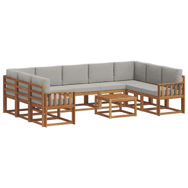 vidaXL Venkovn&iacute; pohovkov&aacute; souprava 10 pcs Př&iacute;rodn&iacute; a světle &scaron;ed&aacute;