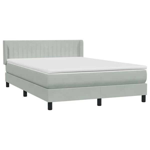 vidaXL Box spring postel s matrac&iacute; světle &scaron;ed&aacute; 140x220 cm samet