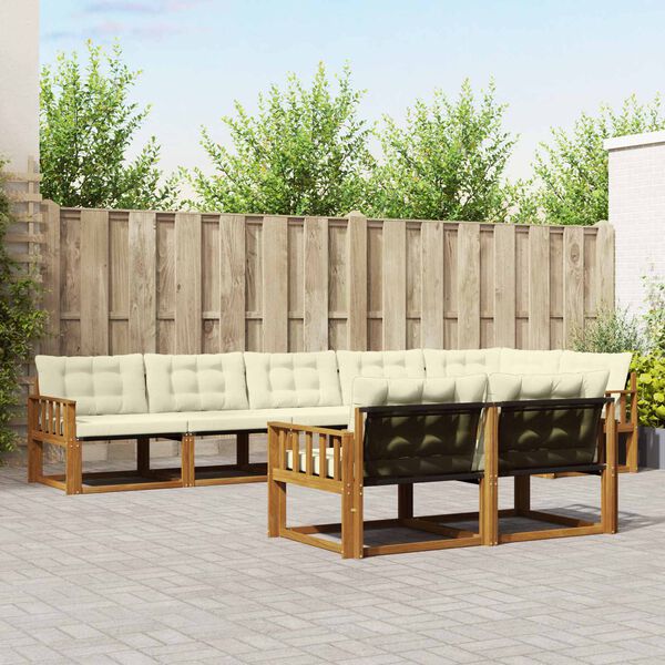 vidaXL Venkovn&iacute; pohovkov&aacute; souprava 8 pcs Přirozen&aacute; a Kr&eacute;mov&aacute;