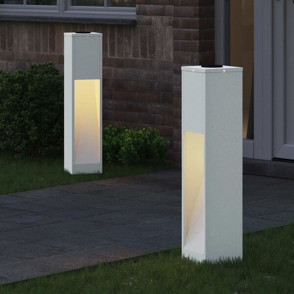 vidaXL Sol&aacute;rn&iacute; LED osvětlen&iacute; cesty 2 pcs B&iacute;l&aacute; Studeně v&aacute;lcovan&aacute; ocel