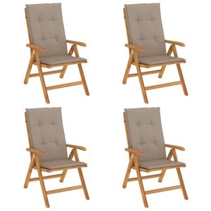 vidaXL Skl&aacute;dac&iacute; polohovac&iacute; křesla s pol&scaron;t&aacute;ři 4 ks, masivn&iacute; teak