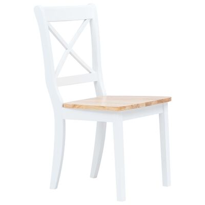 vidaXL Jídelní židle 6 ks bílé a světlé dřevo masivní kaučukovník