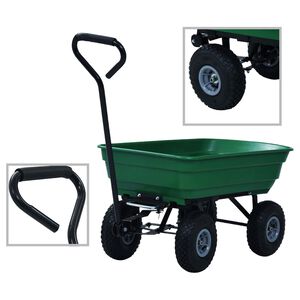vidaXL Zahradn&iacute; skl&aacute;pěc&iacute; ručn&iacute; voz&iacute;k 300 kg 75 l zelen&yacute;