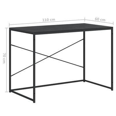 vidaXL Počítačový stůl černý 110 x 60 x 70 cm dřevotříska