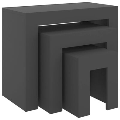 vidaXL Hnízdové konferenční stolky 3 ks šedé dřevotříska