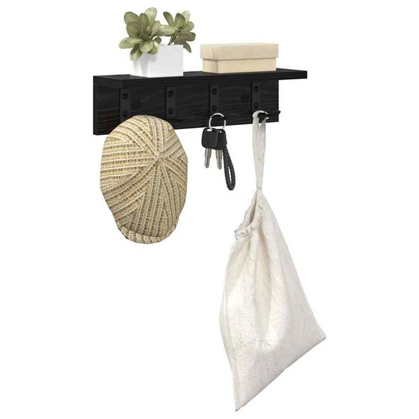 vidaXL Nástěnný věšák na kabáty s policí Černý dub 40 x 10.5 x 10.5 cm