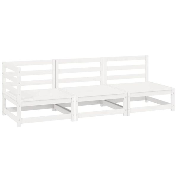 vidaXL 3d&iacute;ln&aacute; zahradn&iacute; sedac&iacute; souprava b&iacute;l&aacute; masivn&iacute; borovice