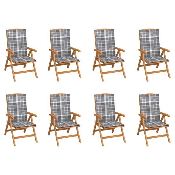vidaXL Polohovac&iacute; zahradn&iacute; židle s podu&scaron;kami 8 ks masivn&iacute; teak