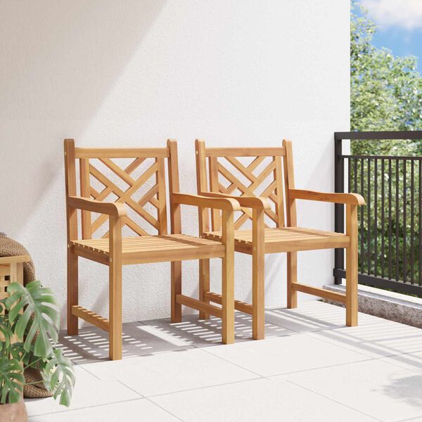 vidaXL Zahradn&iacute; křeslo 2 pcs 60 x 58 x 90 cm Pevn&eacute; teakov&eacute; dřevo