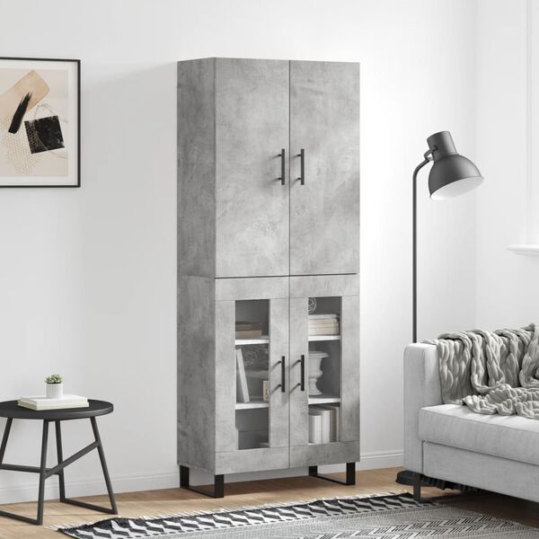 vidaXL Skř&iacute;ň highboard betonově &scaron;ed&aacute; 69,5x34x180 cm kompozitn&iacute; dřevo