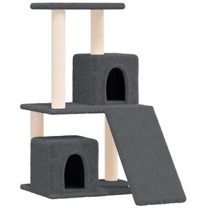 vidaXL &Scaron;krabadlo pro kočky se sisalov&yacute;mi sloupky tmavě &scaron;ed&eacute; 82 cm