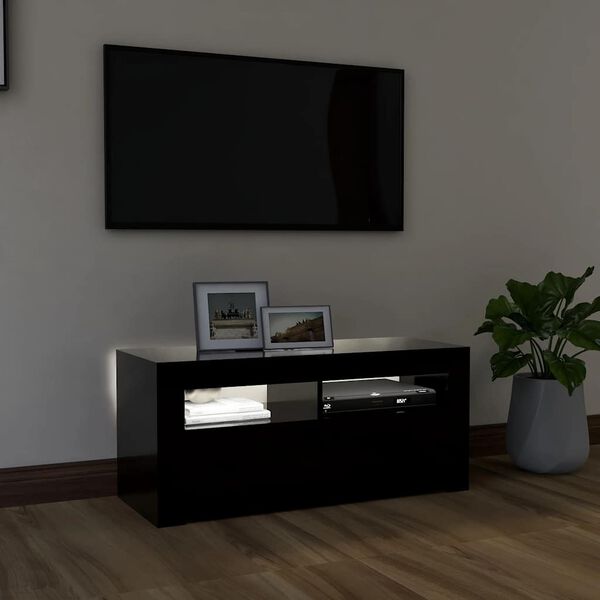 vidaXL TV skř&iacute;ňka s LED osvětlen&iacute;m čern&aacute; 90 x 35 x 40 cm