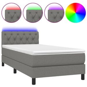 vidaXL Box spring postel s matrac&iacute; a LED tmavě &scaron;ed&aacute; 80 x 200 cm textil