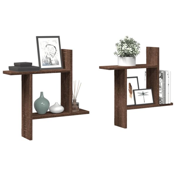vidaXL N&aacute;stěnn&eacute; police 2 ks hněd&yacute; dub 50x12x50 cm kompozitn&iacute; dřevo