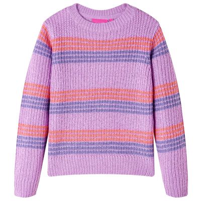 Dětský svetr pruhovaný pletený šeříkový a růžový 92
