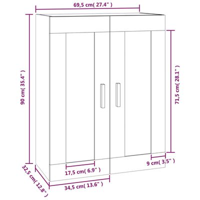 vidaXL Nástěnná skříňka betonově šedá 69,5x32,5x90 cm kompozitní dřevo