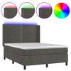 vidaXL Box spring postel s matrac&iacute; a LED tmavě &scaron;ed&aacute; 140x190 cm samet