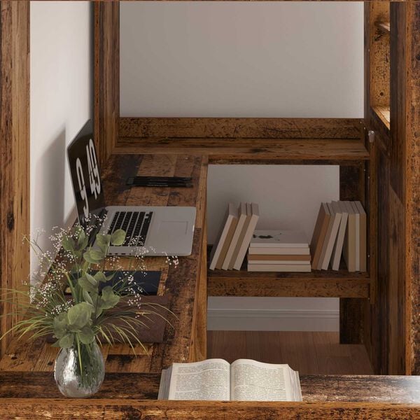 vidaXL R&aacute;m patrov&eacute; postele se stolem Star&eacute; dřevo 90 x 190 cm