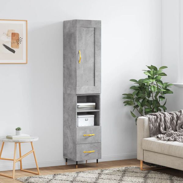 vidaXL Skříň highboard betonově šedá 34,5x34x180 cm kompozitní dřevo