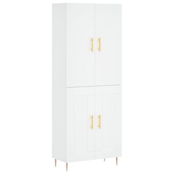 vidaXL Skř&iacute;ň highboard b&iacute;l&aacute; 69,5 x 34 x 180 cm kompozitn&iacute; dřevo