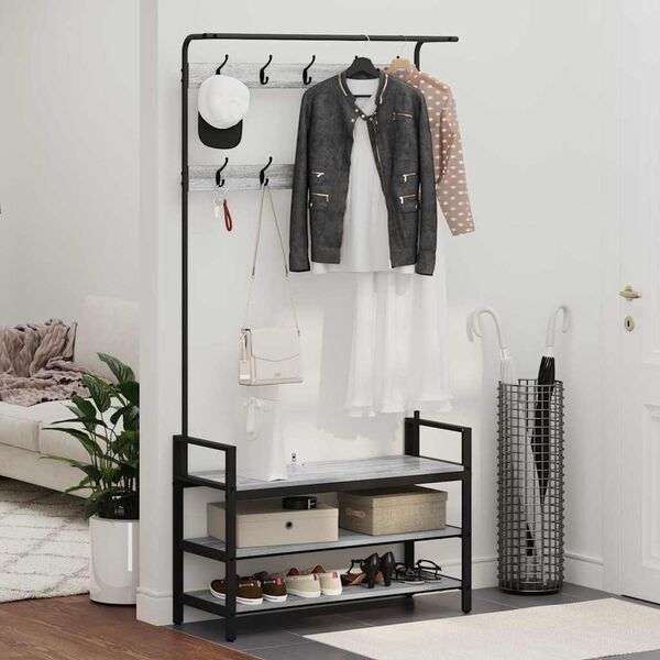 vidaXL Vě&scaron;&aacute;k na kab&aacute;ty &Scaron;ed&aacute; Sonoma 95 x 34 x 184 cm Kompozitn&iacute; dřevo