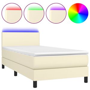 vidaXL Box spring postel s matrac&iacute; a LED kr&eacute;mov&aacute; 100x200 cm uměl&aacute; kůže