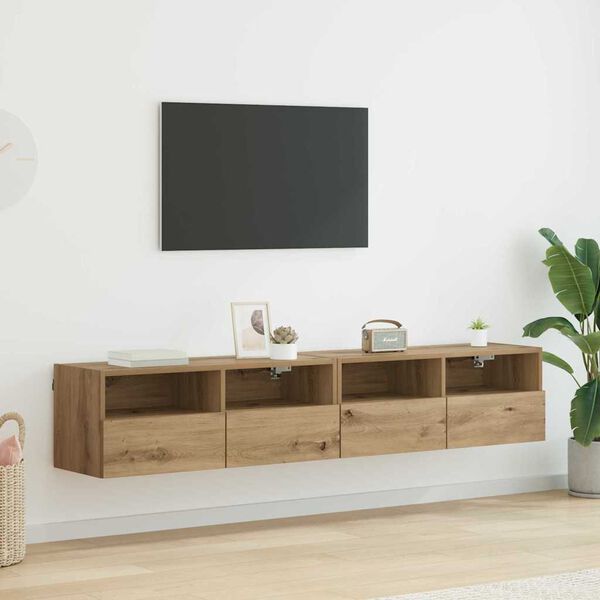 vidaXL Skř&iacute;ňky na TV zeď N&aacute;stěnn&yacute; 2 pcs Artisanov&yacute; dub 80 x 30 x 30 cm