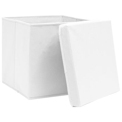 vidaXL Úložné boxy s víky 10 ks 28 x 28 x 28 cm bílé