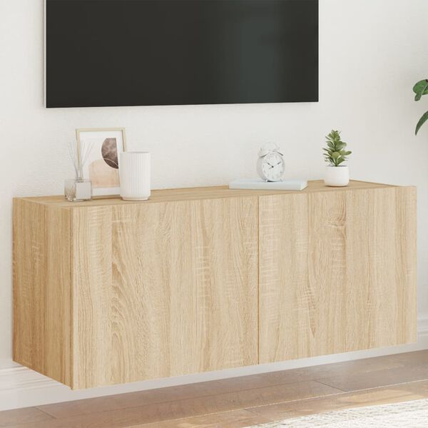 vidaXL N&aacute;stěnn&aacute; TV skř&iacute;ňka s LED osvětlen&iacute;m dub sonoma 100x35x41 cm