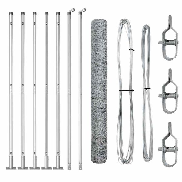 vidaXL Plotov&yacute; sloupek. Stř&iacute;brn&aacute; 10 x 1 m (50 mm s&iacute;ť) Ocel