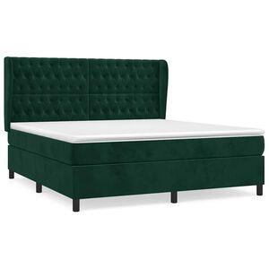 vidaXL Box spring postel s matrac&iacute; tmavě zelen&aacute; 180x200 cm samet