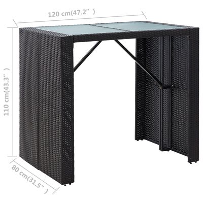 vidaXL 5dílný zahradní barový set polyratan a sklo černý