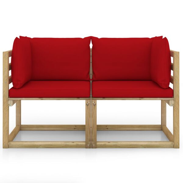 vidaXL Zahradn&iacute; rohov&eacute; pohovky podu&scaron;ky 2 ks zeleně impregnovan&eacute; dřevo